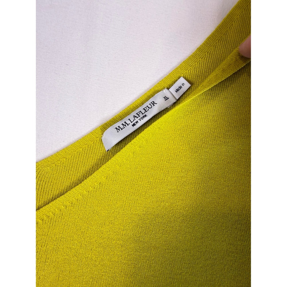 M.M. LaFleur Kara 365 Knit Chartreuse V-Cut Pullover Sweater XL Viscose Top - Picture 4 of 9